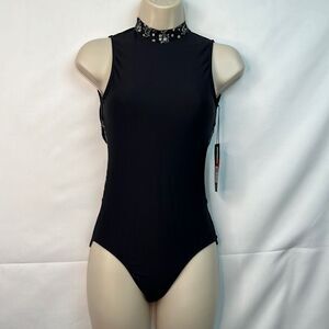 Wear Moi black and white high neck Ginger dance leotard NWT size Small